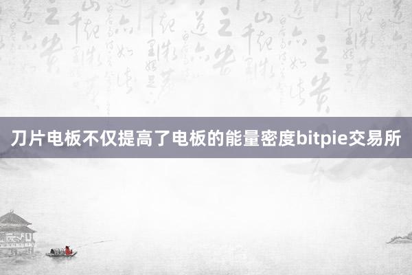 刀片电板不仅提高了电板的能量密度bitpie交易所