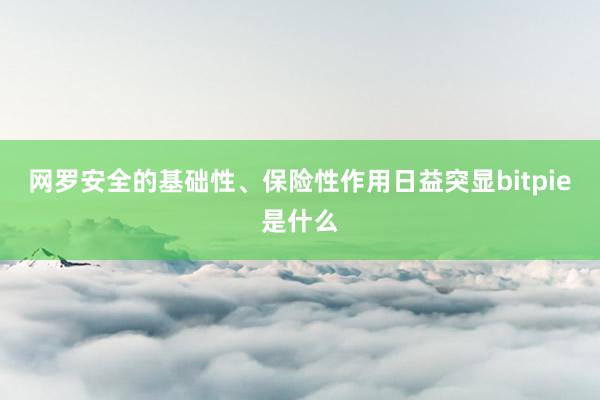 网罗安全的基础性、保险性作用日益突显bitpie是什么