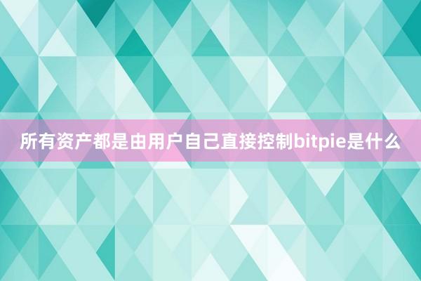 所有资产都是由用户自己直接控制bitpie是什么