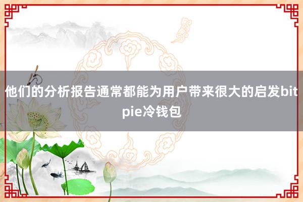 他们的分析报告通常都能为用户带来很大的启发bitpie冷钱包