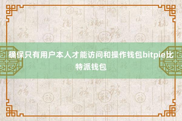 确保只有用户本人才能访问和操作钱包bitpie比特派钱包