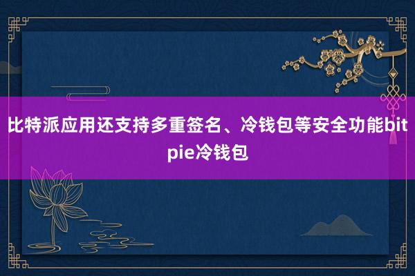 比特派应用还支持多重签名、冷钱包等安全功能bitpie冷钱包