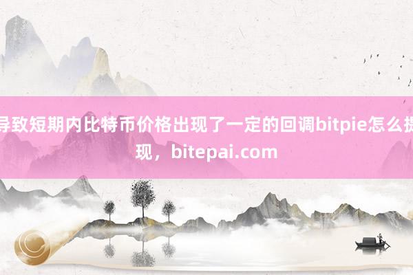 导致短期内比特币价格出现了一定的回调bitpie怎么提现，bitepai.com